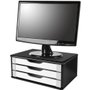 Suporte Para Monitor de Mesa 3 Gavetas Preta / Branca - Souza