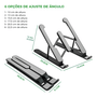 Suporte para Notebook 079-0061, Regulável em 6 Níveis, Dobrável e Leve